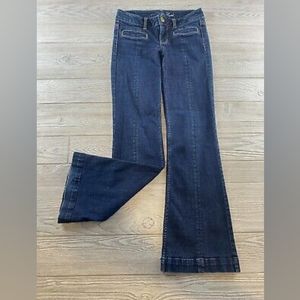 American Eagle Jeans Womens Size 2 AE Hipster Stretch Flare Unique Front Pockets